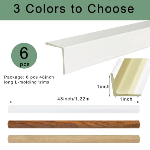 6Pcs 48" Wall Corner Protector,Pre-Cut Wall Corner Protector Guard Protection,Wood Grain Corner Trim for Door,Window Frames,Wooden Wall Edges(6Pcs-White) - Thumbnail 2