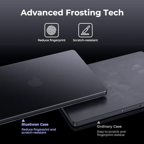 BlueSwan Matte Case for MacBook Pro 14 M5 M4 M3 M2 M1 Pro/Max 2026-2021, Compatible A3426 A3427 A3434 A3401 A3112 A2992 A2918 A2779 A2442, Hard Shell Protective Cover, Space Black Clear - Thumbnail 5