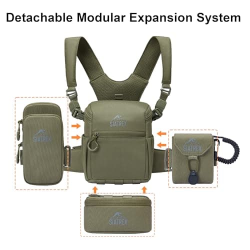 SIATREX Binocular Harness Chest Pack, 500D DWR Ripstop Hunting Chest Pack, Silent Magnetic Lid, Storage for Rangefinder, Phone & GPS, Birdwatching, Hiking(4 IN 1) - Thumbnail 3