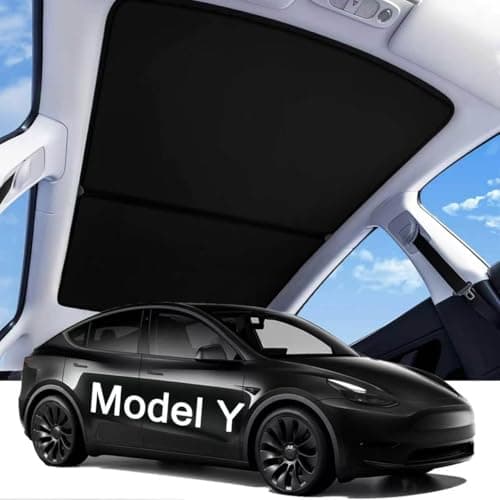 LOWEEY 2026 Upgraded Tesla Model Y Sunshade Roof, UPF200+ Roof Sunshade with Storage Bag, No-Sag & No-Gaps Heat Insulation Foldable Glass Roof Sun Shade, Tesla Model Y Accessories MY20-24 Black - Image 1