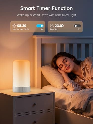 RGBICWW Smart Table Lamp, Touch Bedside Lamp with App Control, LED Desk Lamp with Music Sync, 30+ Scenes & 16M Colors, Color Changing Lamp for Bedroom Living Room Gaming Dimmable Night Light, White - Thumbnail 5