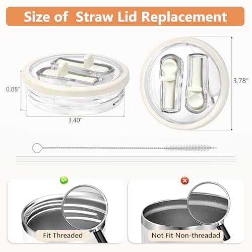 Replacement Straw Lid for Stanley 40 oz Tumbler with Double Straw, Leak-Proof Clear Flip Top Compatible with Stanley Quencher H2.0, 2-Pack, Cream - Thumbnail 2