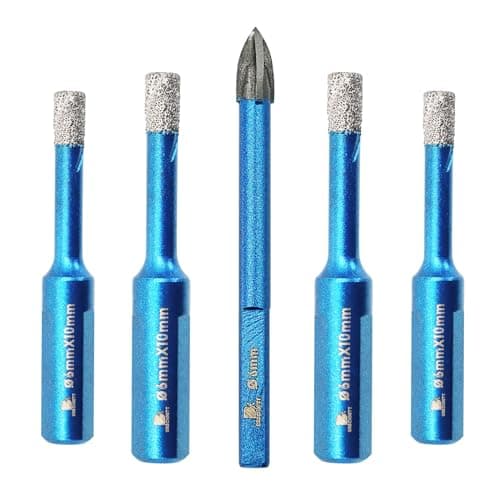 Dry Diamond Drill Bit Set,BRSCHNITT 5pcs 1/4 inch Masonry Drill Bits Set with Triangle Shank for Porcelain Tile Ceramic Stone Granite Marble,Dry Drilling Diamond Core Drill Bit Kit - Image 1