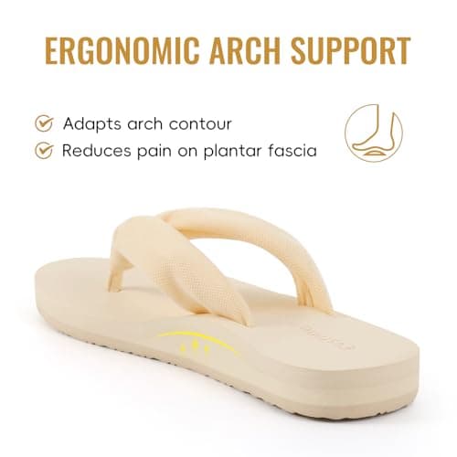Evshine Women's Flip Flops, Yoga Mat Thong Sandals, Beige, 6.5-7 - Thumbnail 4