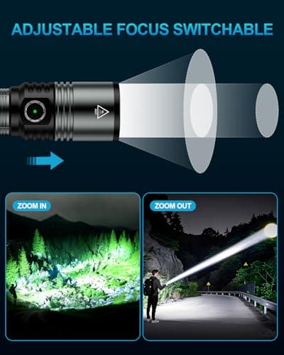 VOLISABER LED Flashlight Rechargeable with Ignition Lens, EDC Flashlights 1500LM, 5 Modes Zoomable Type-C High Powered Handheld Tactical Flashlights for Emergency Camping Essentials - Thumbnail 4
