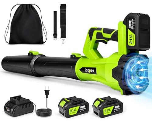 Leaf Blower Cordless,Electric Leaf Blower with Brushless Motor 2x4.0Ah Battery Powered and Fast Charger, Lightweight Cordless Blowers for Spring Lawn Care and Dust,6 Speed Control - Image 1