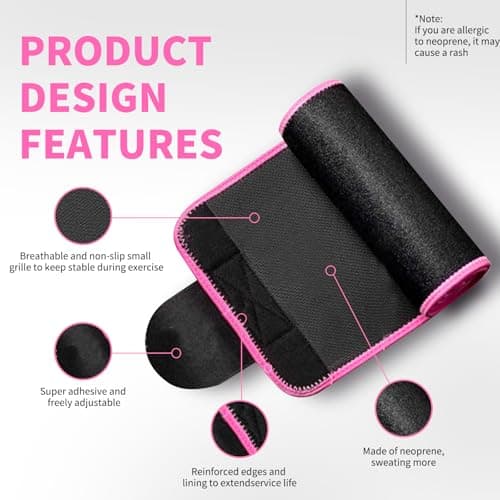 YITIANTL Waist Trainer for Women and Men Belly Fat, Neoprene Sauna Sweat Band, Stomach Wrap Waist Trimmer for Workout, Lower Back Support-Medium Pink - Thumbnail 3
