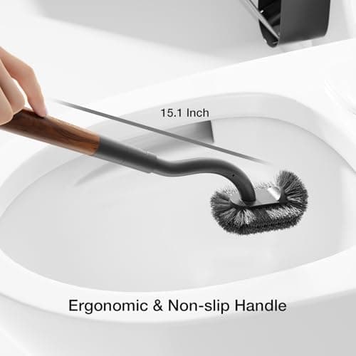 Toilet Cleaner Brush, Diveotree Toilet Brush and Holder for Dead Corner Cleaning, Wall Mounted Toilet Bowl Brush for Bathroom Decor, Toilet Scrubber Brush for Home/Hotel (Black, Round-1pack) - Thumbnail 5