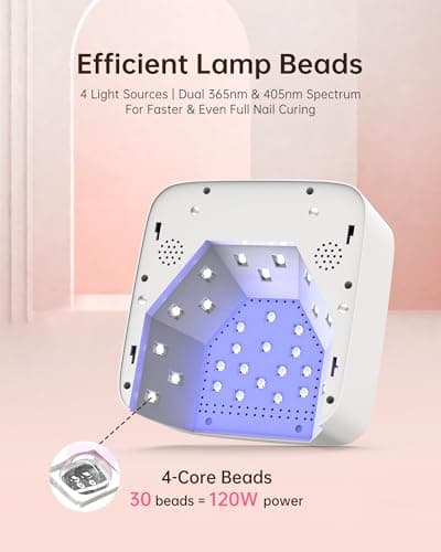 UV Nail Lamp CHRISTINE SHELLY, Rechargeable LED Nail Light Professional Nail Dryer with 4 Timer Setting, Touch Control & Auto Sensor Curing lamp, White Women - Thumbnail 2