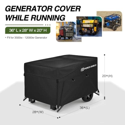 Porch Shield Generator Covers Running - Heavy Duty Waterproof Generator Rain Enclosure Tent Tarpaulin Shelter for 3500 -12000 Watt, Black（Top Opening） - Thumbnail 2