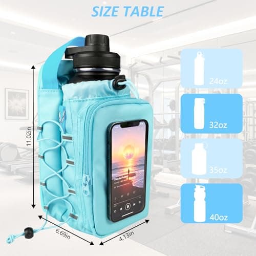 JACZZO Magnetic Gym Bag, Water Bottle Holder,Hands-Free Phone Mount,Gym Gifts for Women and Men (Blue) - Thumbnail 4