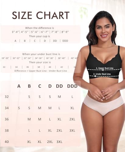 Ganado Scalloped Wireless Bras for Women Seamless No Underwire Bra Full Coverage Padded Comfortable Bralettes (Black, Large) - Thumbnail 6