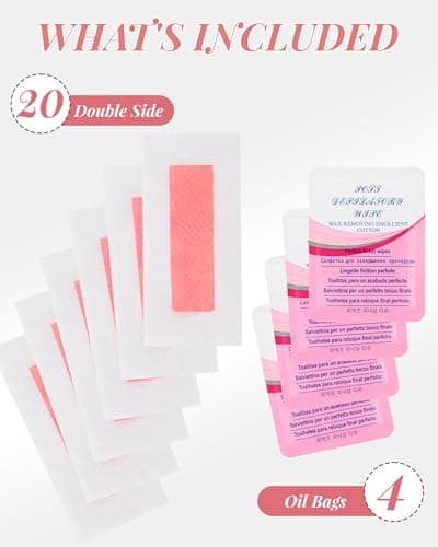 bluugru 40PCS Facial Wax Strips for Hair Removal, Facial Hair Removal for Women, Waxing Kit for Women's Face, Bikini, Chest, Body, Arms, Legs & Brazilian | 40ct Waxing Strips & 4 calming Oil Wipes - Thumbnail 3