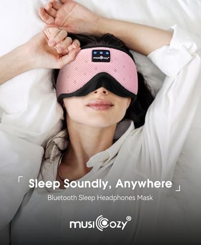 MUSICOZY Sleep Headphones Breathable Sleep Mask Bluetooth 5.4 Wireless Earphones Mask Sleeping Eyemask for Side Sleepers for Women Men Travel Meditation Gift (Mesh Pink) - Thumbnail 6