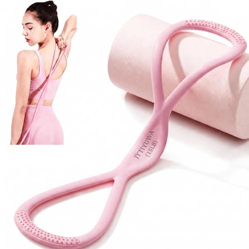 JYTIYUWA Resistance Bands with Handles,Figure 8 Resistance Band Elastic Fitness Bands Exercise Band for Home Yoga Gym Workout Pink 15LB - Image 1