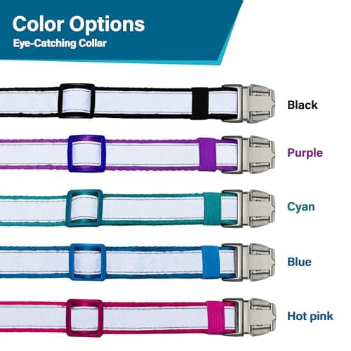 Reflective Personalized Dog Collar - Custom Embroidered Dog Collars with Pet Name and Phone Number for Boy and Girl Dogs, 4 Adjustable Sizes, XSmall,Small, Medium and Large (Metal Buckle) - Thumbnail 5