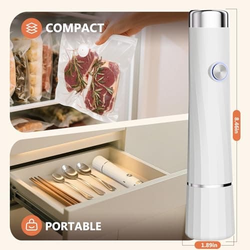 Kayiant Vacuum Sealer For Food (Compact Vacuum Sealers+30 Reusable Vacuum Bags), Powerful Handheld Vacuum Sealer for 10X Preservation & Fresh - Thumbnail 6