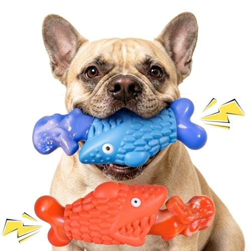 Kseroo Tough Dog Toys for Aggressive Chewers: 2 Pack Indestructible Dog Toys to Keep Them Busy, Tough Chew Toys for Large Dogs, Nylon & Rubber Dog Chew Bones, Squeaky Dog Toy for Large Breed