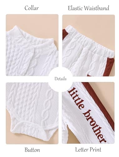 Hihosdor Newborn Boy Outfits Knit Long Sleeve Romper Pants Set Fall Winter Baby Boy Clothes, Brown, 3-6 Months - Thumbnail 6