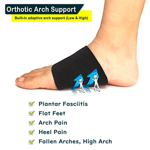 Arch Support Inserts for Pain Relief, Heel Brace for Plantar Fasciitis Relief 【Podiatrist Recommended】 Adjustable Compression Sleeves Arch Inserts, Orthotic Brace Inserts Support for Flat Feet, Fallen Arches (Black, M 8.5-12 / W 10-13) - Thumbnail 2