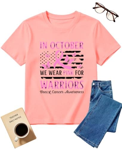 Breast Cancer Awareness Shirt Butterfly Breast Cancer Shirt Breast Cancer Tee in October We Wear Pink Short-Sleeve - Image 1