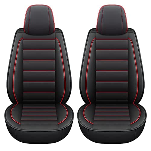 CAPITAUTO Seat Covers, Car Seat Covers Full Set, Black Car Seat Cover, Car Seat Covers Front Seats Back Seat Cover, Waterproof Faux Leather Seat Covers Fit for Most Cars Trucks SUV(Black&Red) - Thumbnail 6