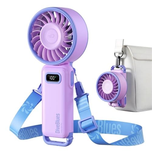 Diveblues Portable Turbo Fan, 7.4m/s High Speed Handheld Fan, 180° Foldable 4-in-1 Personal Neck Fan with Carabiner Clip, 100 Speed Stepless Control, USB-C Rechargeable for Travel, Makeup Hot Flashes - Image 1