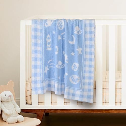 Blue Planet Baby Blanket – Knitted Space-Themed Throw for Baby Boys, Galaxy Nursery Décor & Newborn Shower Gifts – Soft & Breathable, 30x40 Inch - Thumbnail 6