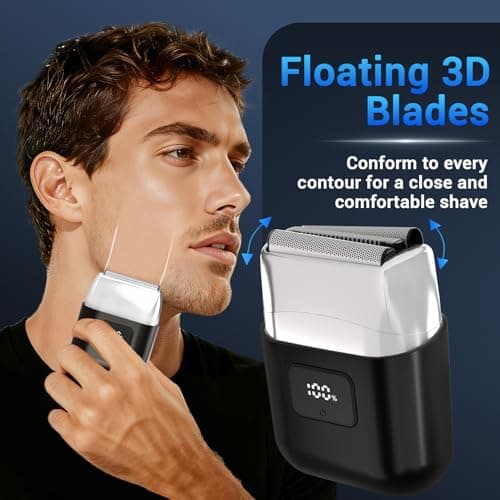 YOXSPD Electric Foil Shavers for Men: Mini Electric Razor with 3 Floating Blades, LED Display, Dual Speed - IPX7 Waterproof Wet/Dry Cordless Razor, USB Fast Charging, Travel Lock (Black) - Thumbnail 4