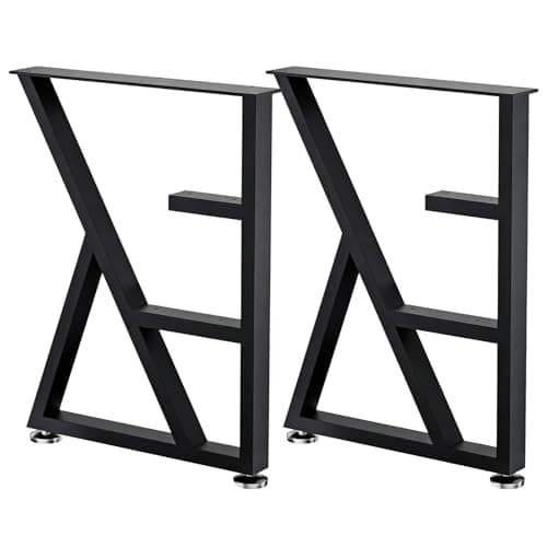 SNYXXOZ Table Legs 28”H x 20”W Heavy Duty Metal Furniture Legs K Shape for Dining Table Kitchen Table Office Desk Table Base Replacement with Adjustable Feet Pads Screws 1000 LBS Load Black Set of 2 - Image 1