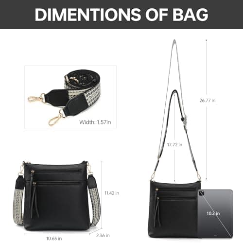 GEMIU Crossbody Purses for Women Multi Pocket Crossbody Bags for Women Medium Crossbody Bag Large Strap Black - Thumbnail 4