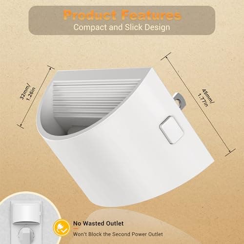 JandCase LED Night Lights Plug into Wall 2 Pack, Automatic Night Light, Dusk to Dawn Sensor Nightlight, 0-100LM Brightness Adjustable Nightlight for Kids Bedroom Hallway Kitchen - Thumbnail 4