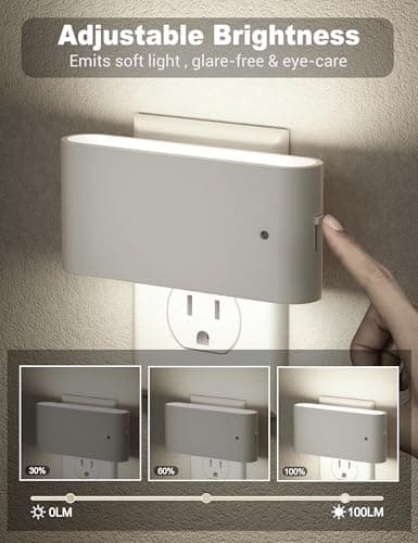 JandCase LED Night Lights Plug into Wall, Night Light with Dusk to Dawn Light Sensor, Dimmable Night Light Plug in [2 Pack], 5000K Cool White Nightlight for Bedroom Hallway Kids Room Kitchen - Thumbnail 2