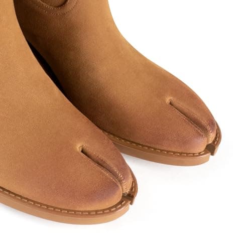 LACIKOSZ Womens Brown Tabi Foldable Mid Calf Boots - Thumbnail 4