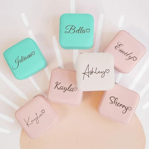 Corissy Personalized Jewelry Box for Women, Custom Travel Jewelry Case with Name and Birth Flower, Leather Jewelry Box for Rings, Earrings, Necklaces, Personalized Gifts for Women - Thumbnail 4