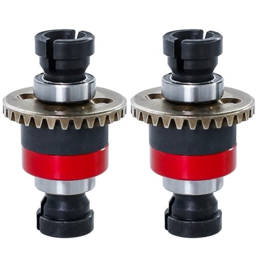 Assembled Differential 30T 0.8Mod for ARRMA 1/18 Granite GROM, Typhon GROM, 1/14 Mojave GROM, 1/12 Losi AWD RC Racecar, RC Front & Rear Universal Upgraded Metal Differential 2Pcs (Black/Red) - Image 1