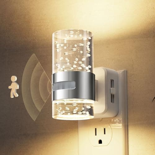L LOHAS LED Motion Sensor Night Light,Dimmable Night Lights Plug into Wall, 3000K Night-Lights with 0-100 LM Adjustable, Acrylic Bubble Plug in Nightlight for Bathroom Hallway Nursery - Image 1