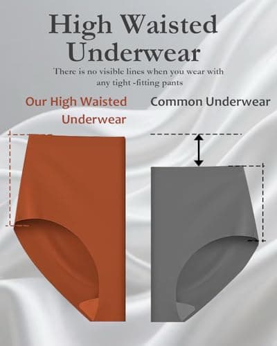 Ailongcity Womens Underwear High Waist Tagless 7 Pack Panties Seamless Full Coverage Briefs Silky Stretch (US, Alpha, Small, Regular, Regular, Orange/Marron/Nude/Green/Coffee brown/Purple/Black) - Thumbnail 3