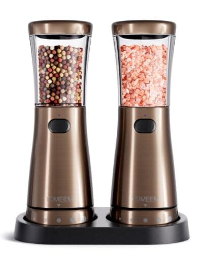 Electric Salt and Pepper Grinder Set with Storage Base, Stainless Steel Rechargeable Salt and Pepper Grinder Set with 4.5 oz Large Capacity, 1.8" Wide Mouth, Adjustable Coarseness, Ideal for Kitchen - Image 1