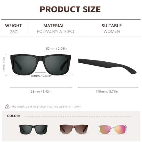 CIFOYA Polarized Sunglasses for Women Men Trendy Classic Retro Designer Style Fashion UV400 Protection - Thumbnail 5