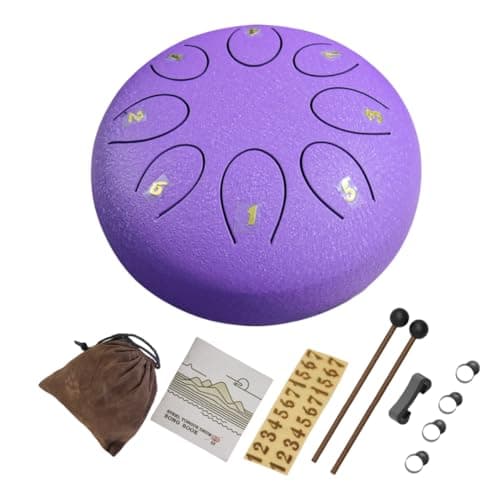REGIS Steel Tongue Drum 6 Inch 8 Notes, Rain Drum Style Calming Percussion Instrument for Relaxation & Meditation, Musical Gift for Adults & Beginners(Lavende) - Thumbnail 6