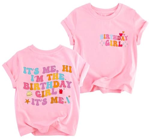 Birthday Girl Shirt Outfits Size 10-12 Its Me Hi Im The Birthday Girl Its Me T-Shirts Kids Short Sleeve Tee Tops Clothes Pink - Image 1