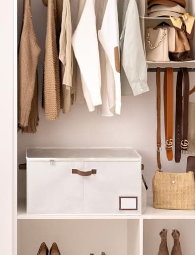 StorageWorks Shoe Organizer for Closet, Shoe Storage with Side Mesh Pocket, Shoe Closet Organizer With Clear Cover, Storage Shoe Containers for Sneakers and Sandals, Fits up to 20 Pairs, Beige - Thumbnail 2