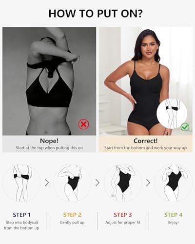 POSESHE Women's Seamless Shapewear V-Neck Bodysuit Tummy Control Body Shaper Waist Snatching Bodysuit - Thumbnail 4