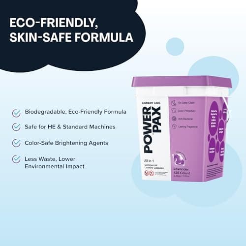 PowerPax Power Pellets Laundry Detergent Capsules, Lavender, 425 Count – Stain Remover, Odor Eliminator, Color Protection and Fabric Softener for Everyday Laundry Cleaning - Thumbnail 6