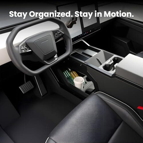 TESCYBERMODS Lower Center Console Organizer for Cyber Truck 2023 2024 2025 2026, Custom Fit Double-Layer Floor Storage Tray Insert, Cyber Truck Accessories Interior Storage Box (Interior Black) - Thumbnail 6
