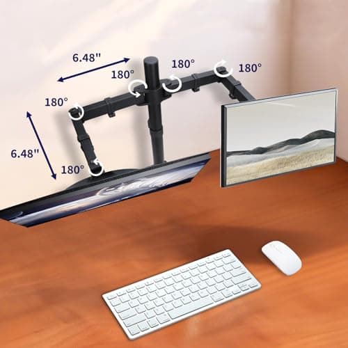 Livotica Dual Monitor Mount, Fully Adjustable Dual Monitor Stand for 13"-32" Screens, Holds up to 22lbs per Arm with C-Clamp & Grommet Base - Thumbnail 5