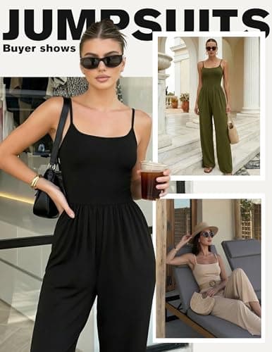 Ekouaer Jumpsuits for Women Dressy Summer Outfits Casual Tummy Control Sleeveless Rompers Wide Leg Pants 2026 - Thumbnail 6