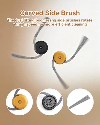 Qrevo Curv 2 Flow Replacement Kit for Roborock Qrevo Curv 2 Flow Robot Vacuum Cleaner, 24PCS Accessories Parts: 2 Mop Rollers 4 Main Brushes 6 Side Brushes 6 Activated Carbon Dust Bags 4 HEPA Filters - Thumbnail 6