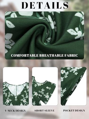 BLANCHES Plus Size Cold Shoulder Dress for Women Floral Print Off Shoulder V Neck Casual Boho Swing Dresses Ruffle A Line Vacation Elegant Mini Dress - Thumbnail 6